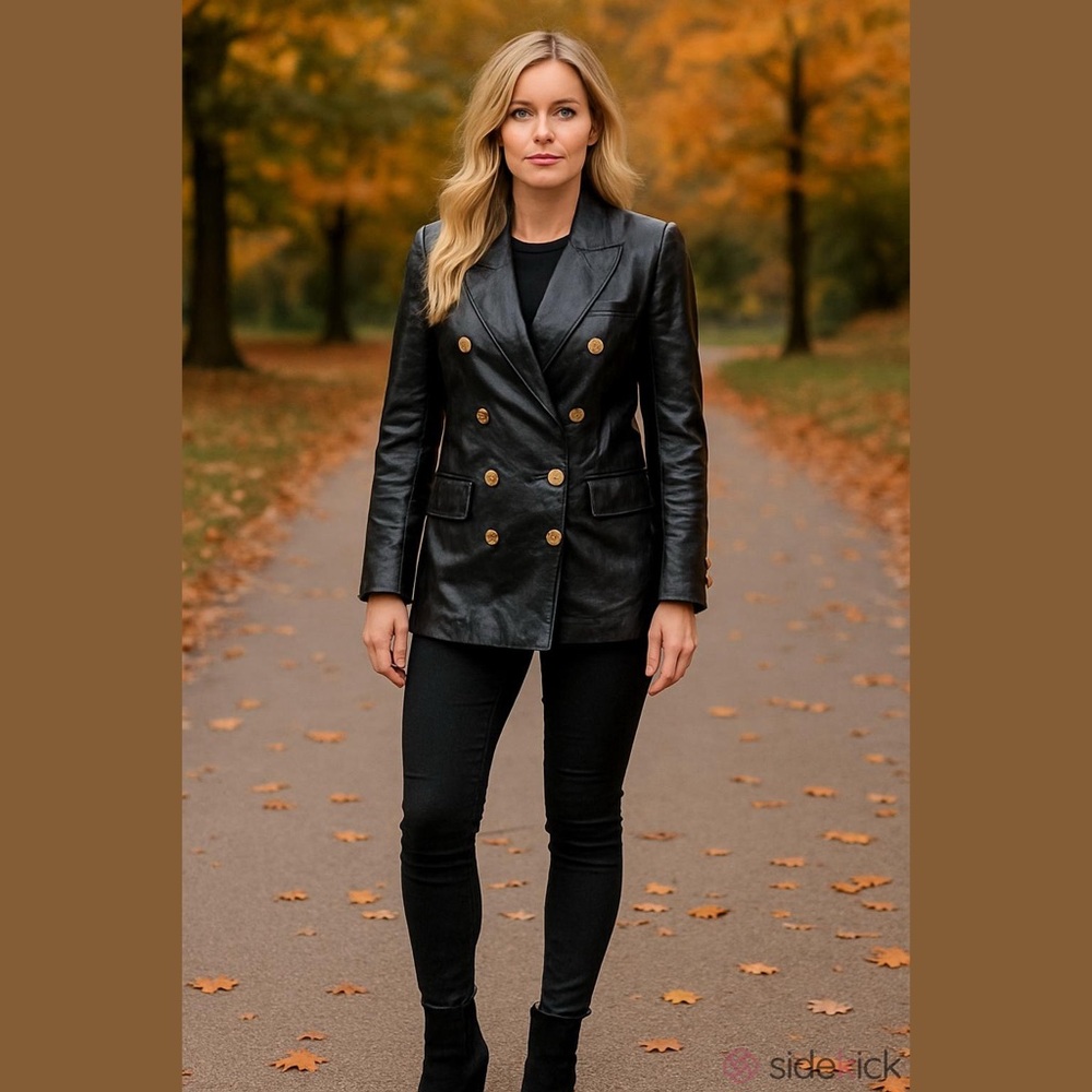 Les Ami’s Leather Jacket with Gold Accents